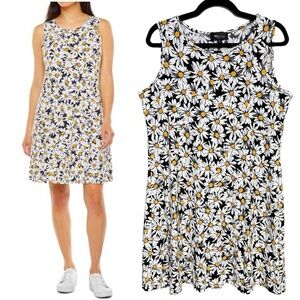 Ronni Nicole Textured Daisy Floral Summer Sleeveless Dress Stretch Cottage L